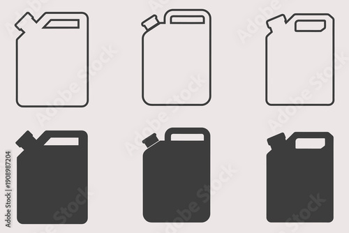 plastic jerrycans black silhouette vector. Gas canister, Car canisters, Oil Gallon vector illustration. Eps 10