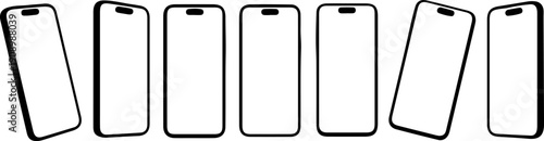 Smartphone frame mockup set, modern mobile screen template.