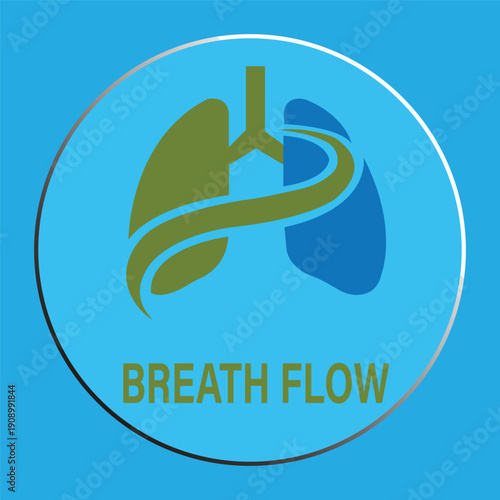 Healthy Breathing and Respiratory Care Icon with Pulmonary System and Nature Element
