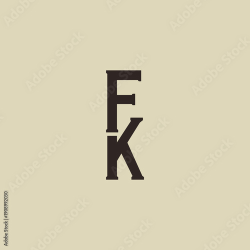 FK Abstract Initial Logo. Clean, high-contrast typography suitable for branding, identity, and corporate design. Ideal for logos, signage, and minimalist graphic projects.