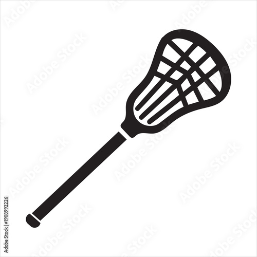 lacrosse stick glyph flat vector icon
