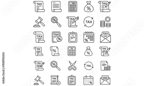Tax and Finance Outline Icon Collection

