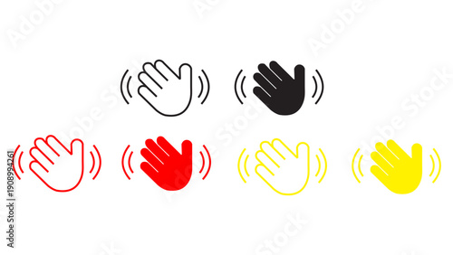 Waving hand icons set. Hello symbol collection. Vector illustration.