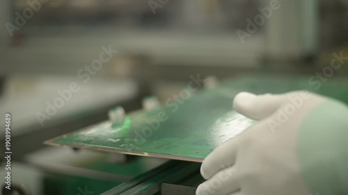 VDO Process PCB screen solder mask in factory.
