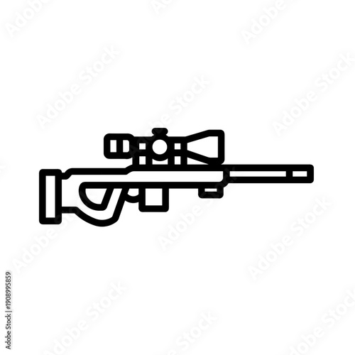 Minimalist sniper marksman rifle vector icon