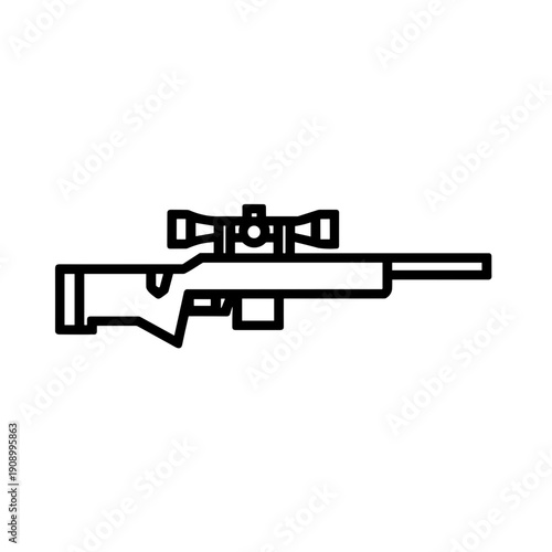 Minimalist sniper marksman rifle vector icon