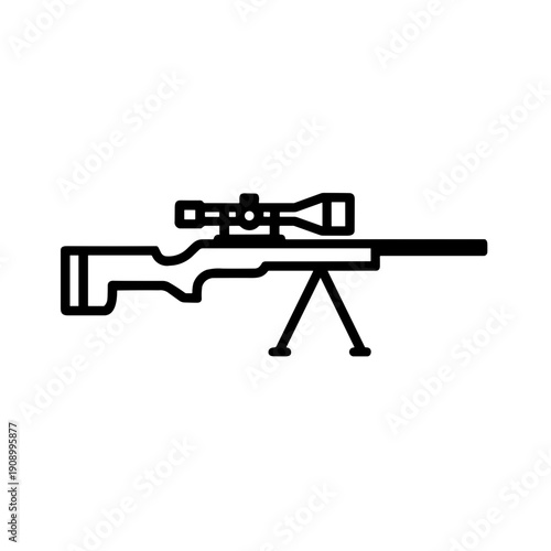 Minimalist sniper marksman rifle vector icon