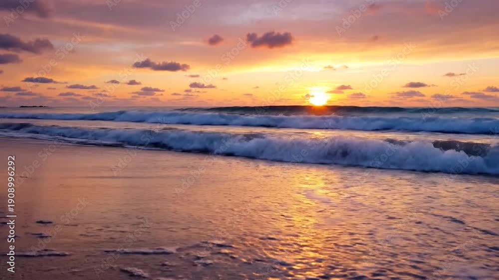 custom made wallpaper toronto digitalVibrant sunset paints the sky and ocean waves with warm colors on a tranquil