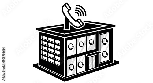 Photos Black and white telephone switchboard machine.