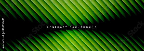 Vibrant green diagonal abstract background with leaflike stripes and glossy gradients, ideal for eco campaigns, sustainable product packaging, and naturefocused web headers conveying fresh, modern