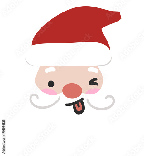 Santa emoji funny flat design christmas illustration