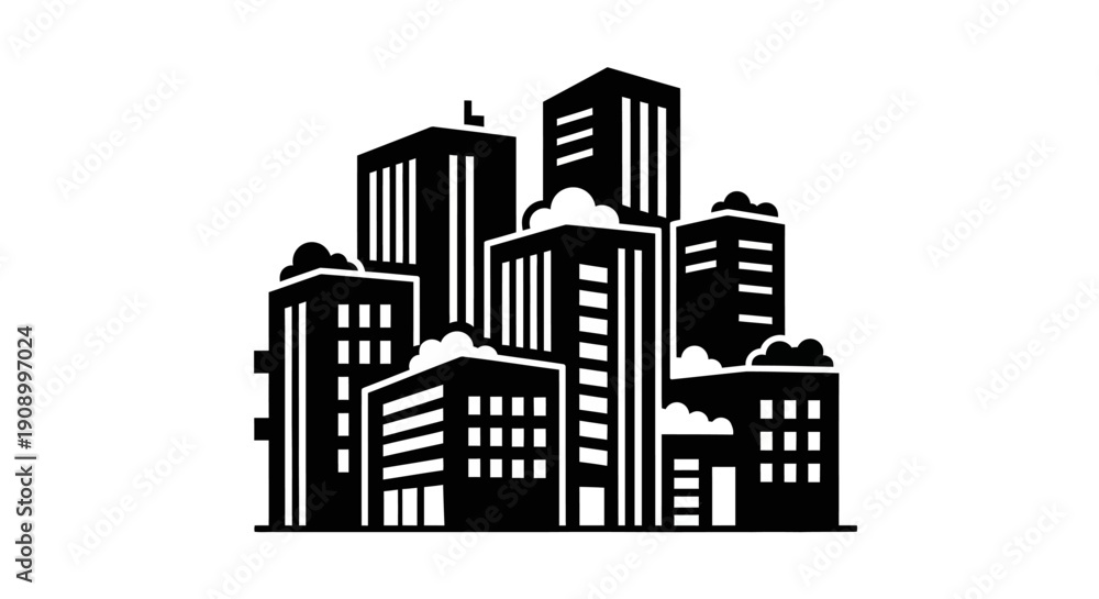 Naklejka premium City skyline with tall buildings.