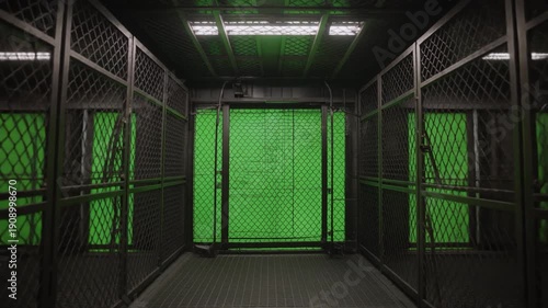 old abandoned building with green screen on the wall