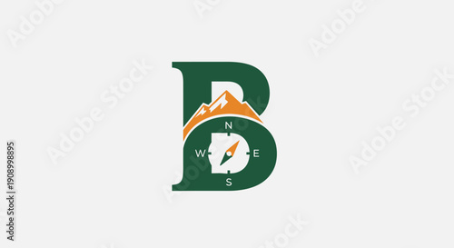 Large letter B with compass inside.