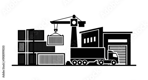 Large truck loading shipping containers.