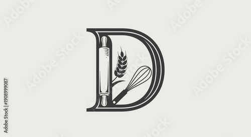 Letter D with baking utensils inside.