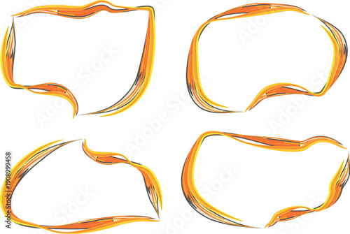 ornate bright orange decorative speech bubbles