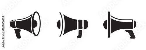 Three variations of black silhouette megaphone icons representing different perspectives for making an important statement