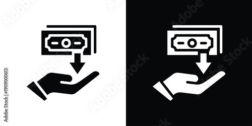 Receive Money Icon Sheet Black And White