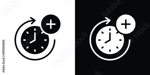 Overtime Icon Sheet Black And White