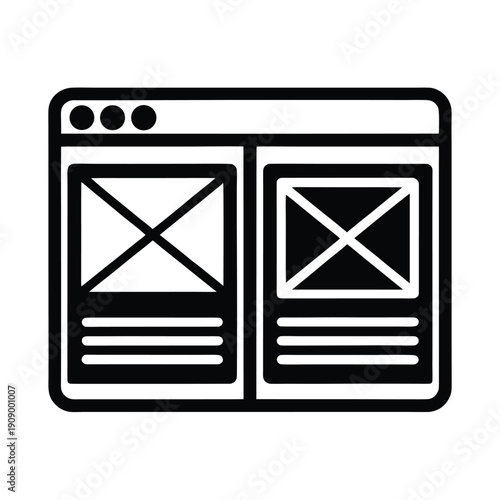 Web UI Layout Comparison Line Art Icon Vector Illustration