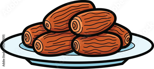 Six Brown Cinnamon Sticks on a Blue Plate spice culinary