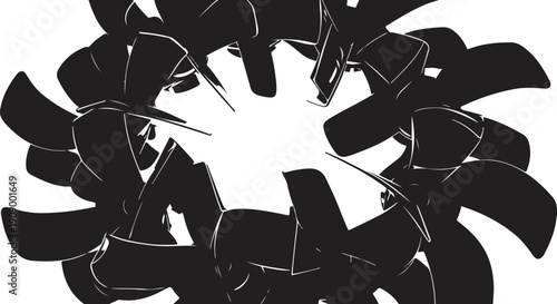 Abstract Black and White Broken Glass Shattered Art Design