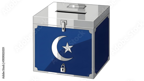 Secure voting box with crescent moon and star symbol