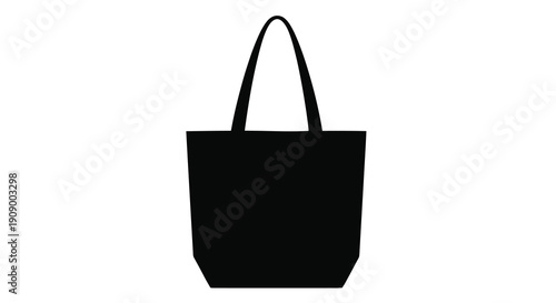 A simple black tote bag depiction in stark contrast silhouette