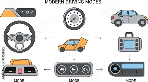 Modern car parts infographic vector illustration