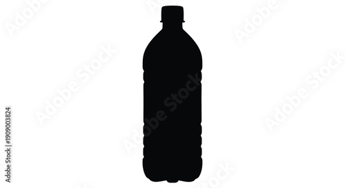 A black silhouette of a plastic bottle against a white background silhouette