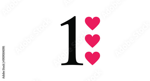 Playing card one with hearts a bold black silhouette