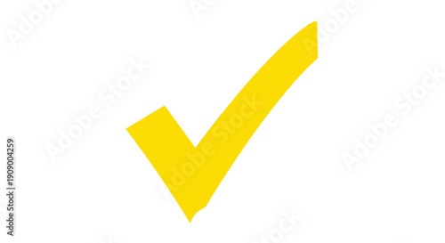 Bright yellow check mark graphic with a distinct silhouette