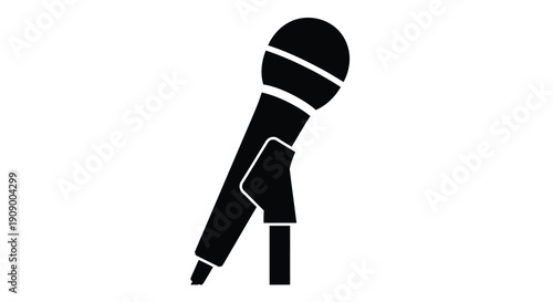 Simple black microphone icon on a white background silhouette