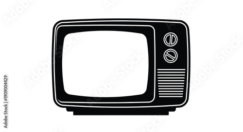 Vintage television set with a blank screen a striking silhouette