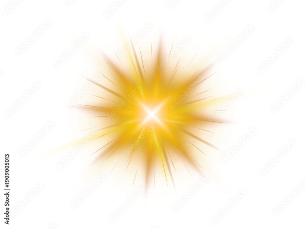Fototapeta premium golden sparkle star light effect vector, yellow glowing glisten twinkle stars, luxury flare