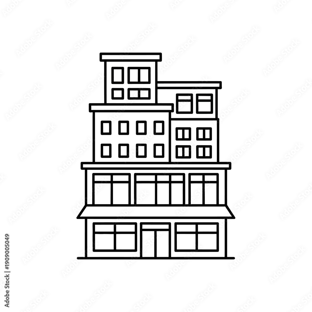 Fototapeta premium Simple line drawing of a building.