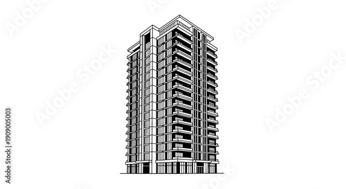 Modern High Rise Residential Apartment Building.