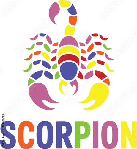 Colorful scorpion vector illustration stylized insect icon for graphic design branding element