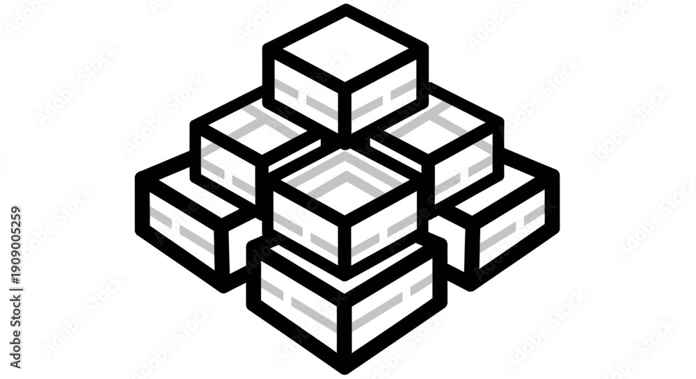 Fototapeta premium Stack of white boxes illustration.