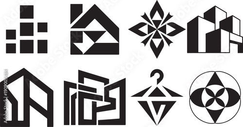 Modern Architectural and Geometric Logo Icon Collection