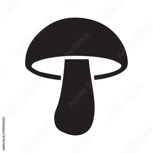 Sleek mushroom silhouette, minimalist graphic design perfect for print or web decoration element
