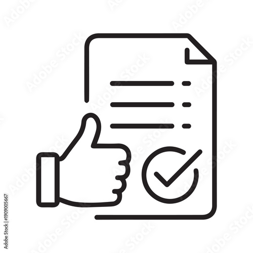 Document accredited approval icon, authorized agreement thin line symbol for web and mobile phone on white background - vector illustration eps 10

