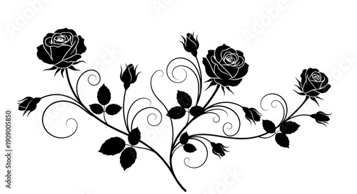 Elegant Rose Silhouette Design for Decoration and Ornament