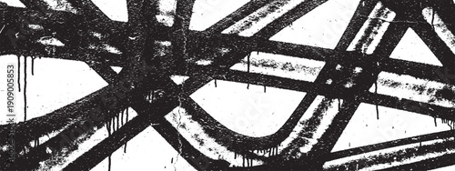 Black and white abstract grunge texture with paint drips.