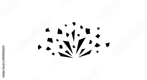 Black explosion of geometric shapes.