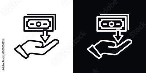 Receive Money Icon Sheet Black And White