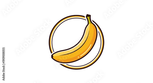 Wallpaper Mural Ripe Banana Inside a Yellow Ring Logo, Healthy Fruit Symbol Torontodigital.ca