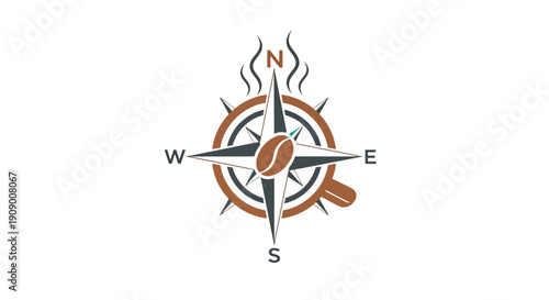 Navigating Your Day with a Compass and Coffee Bean Logo Design, Guiding Aromatic Journeys