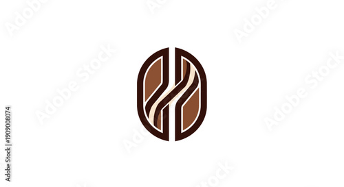 Stylized coffee bean logo illustration, perfect for cafe branding or beverage product packaging design